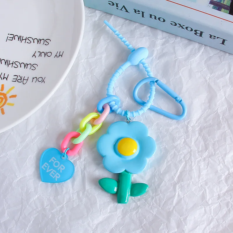 Hot Sell Flower Resin Letter Key Chains 6pcs /set Safety Ins Custom Resin Acrylic Set For Women