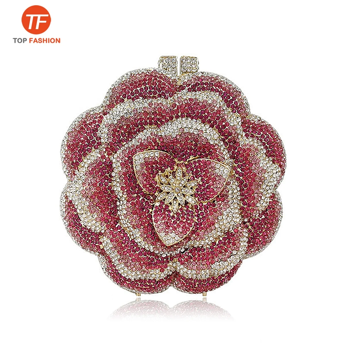 Оптовая продажа с фабрики, изготовленный на заказ клатч в форме цветка из алмазного опала, Женский Золотой кристаллический жёсткий металлический Свадебный Кошелек и сумочка для свадьбы