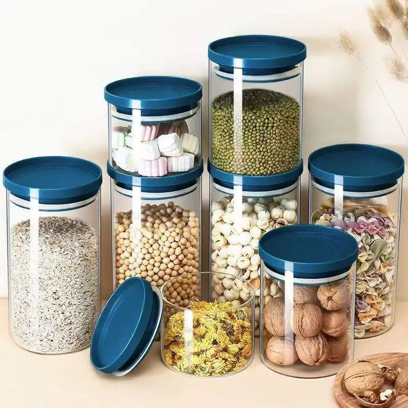 750ml Glass Kitchen Food Storage Airtight Vacuum Jars Bottle Canister with lid