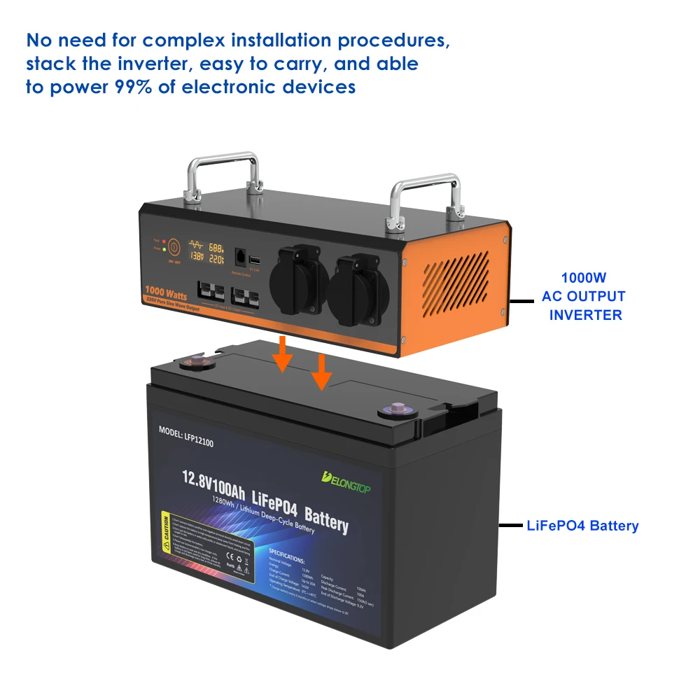 1000w 12V Off-grid Systems 100 amp hr Lithium Iron Phosphate Battery For 12v Loads