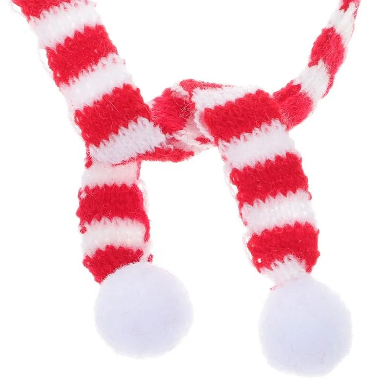 Mini Hat for Crafts Christmas Knit Hat and Scarf Red Green Knitted Wool Ornament Cute Doll Clothes Accessory Toy Decor