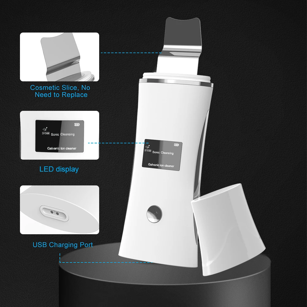 New Version Upgraded Portable Professional Ion Spatula  Wireless Ultrasonic Face Massager Cleaner Skin Scrubber For Face