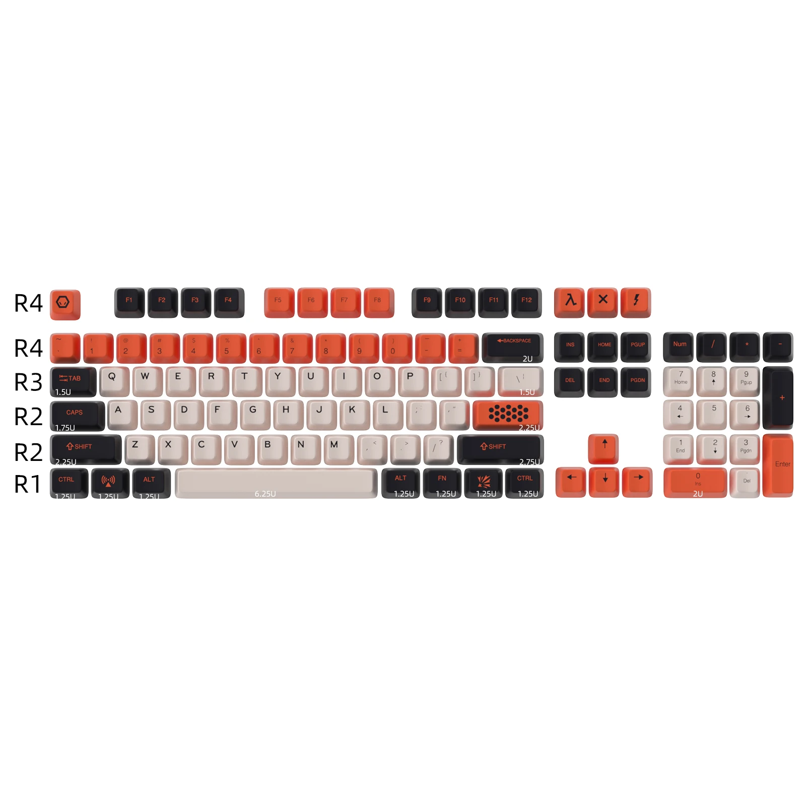 HZGAMER 114keys Carbon Keycaps, OEM Profile Mechanical Keyboard Factory Cherry MX Switch Keycaps Custom PBT Keycap