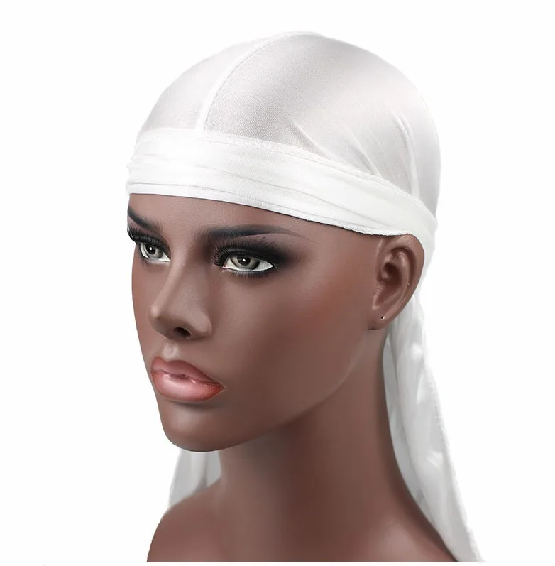 Solid satin durags Silk Polyester Shinning split color durag custom designer printing durag