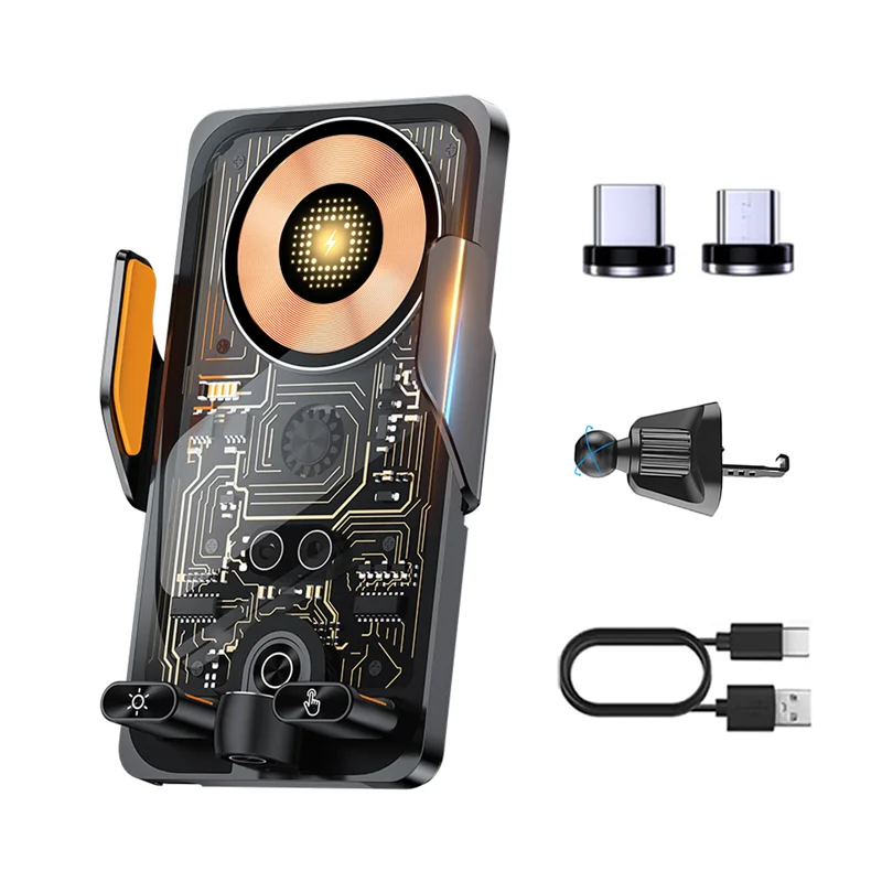 New Rechargeable Phone Holder 66W fast charging 15W Wireless Charging Navigation Phone Holder