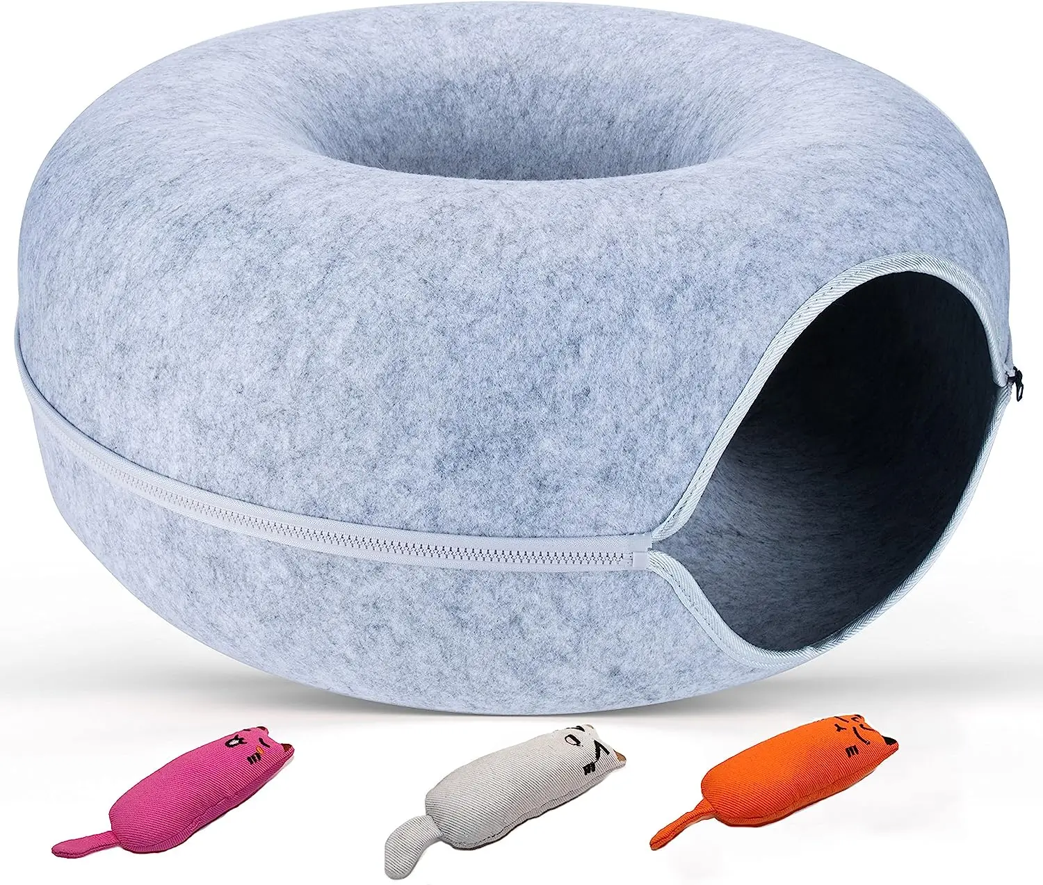 2023 New Fashion China Manufacturer Wholesale Luxury Creative Double-storey Donuts Shape Custom Round Tunnel Pet Cat Bed