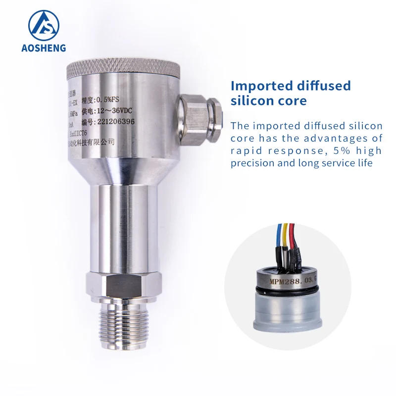 AOSHENG 4-20ma Gas Pressure Transmitter Explosion-proof Industrial Air Compressor Pressure Sensor
