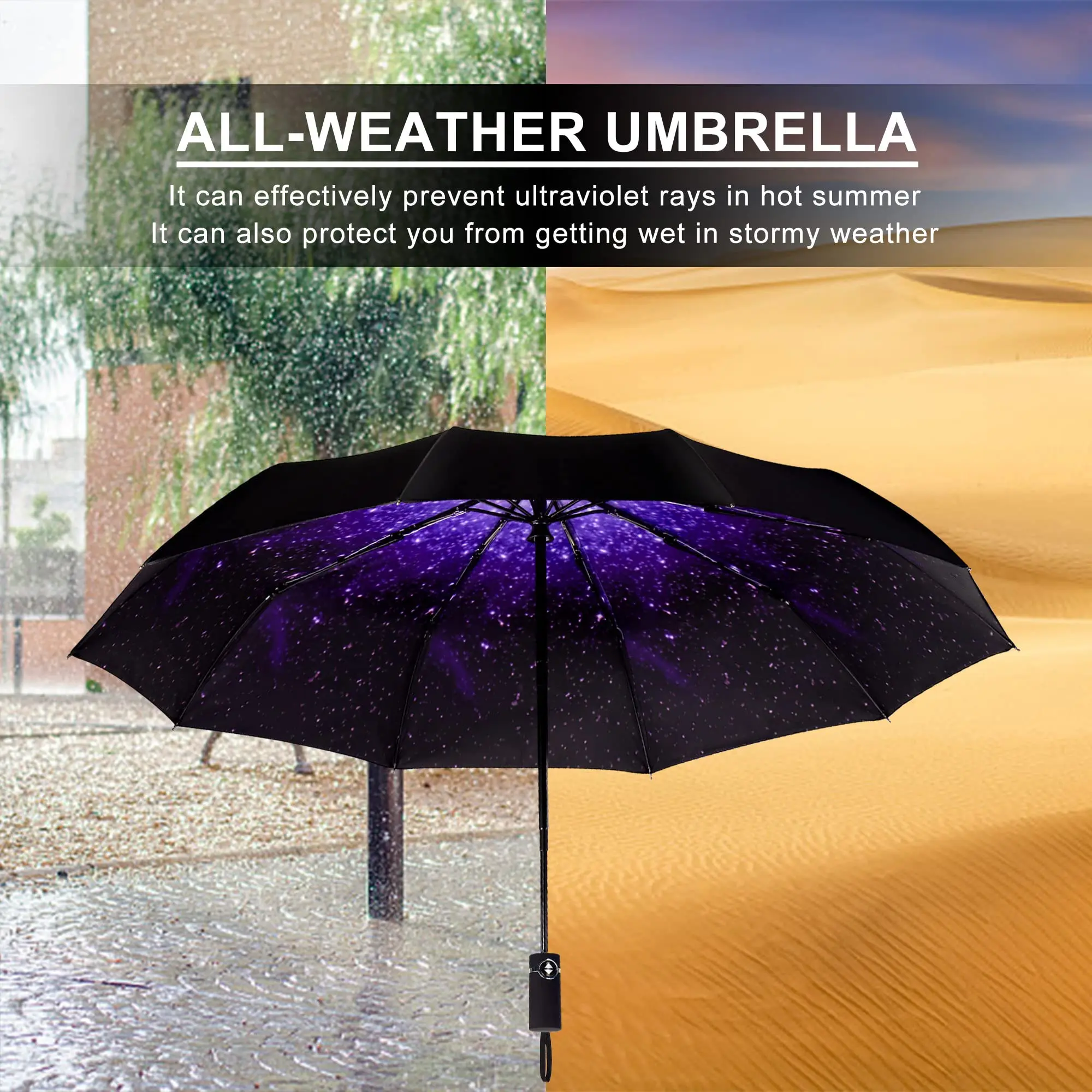 Manufacturer luxury stronger windproof automatic 23 inch small 3 folding umbrella custom logo printing portable travel umbrella