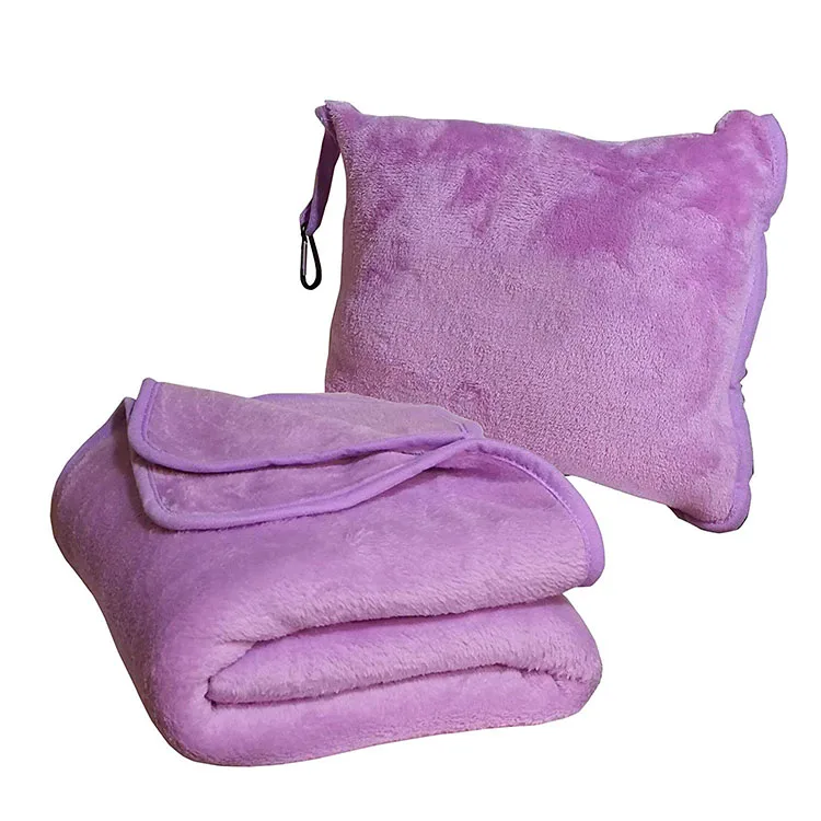 Hot Sale New China Supplier 2 in 1 Pillow Blanket Factory Airplane Travel Blanket In Pouch