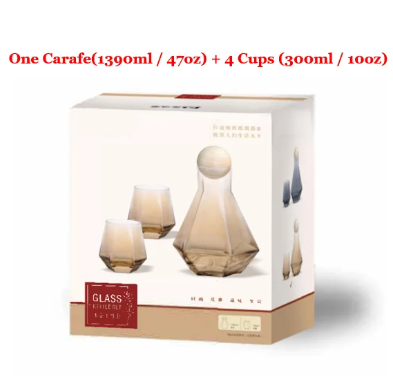 Wholesale Gift Box Iced Tea Coffee Juice Water Lemonade Beer Beverage Carafe Pitcher Jug and Colored Glass Cups Set for Holidays