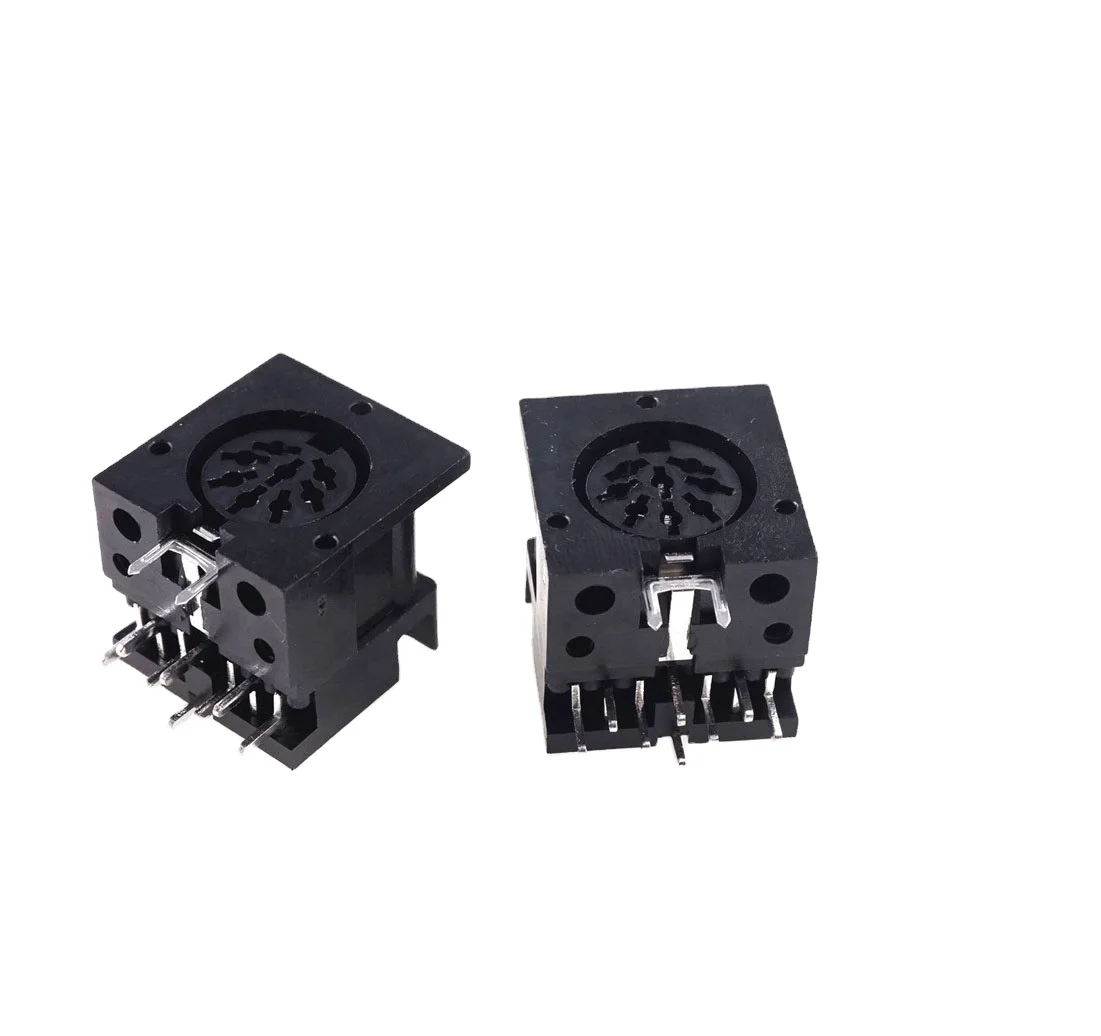 Circular Din Connector Receptacle 8 Pin 270 Degree Female Socket PCB Solder Right Angle Through Hole 100V 2A