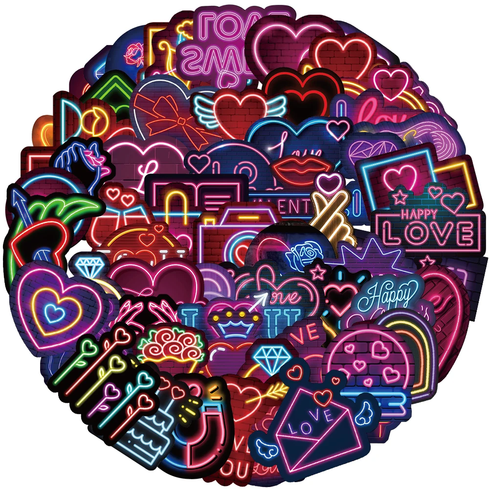New Neon Sticker Decal Waterproof Vinyl Sticker Pack for Laptop Skateboard Water Bottle Luggage Phone Graffiti Sticker