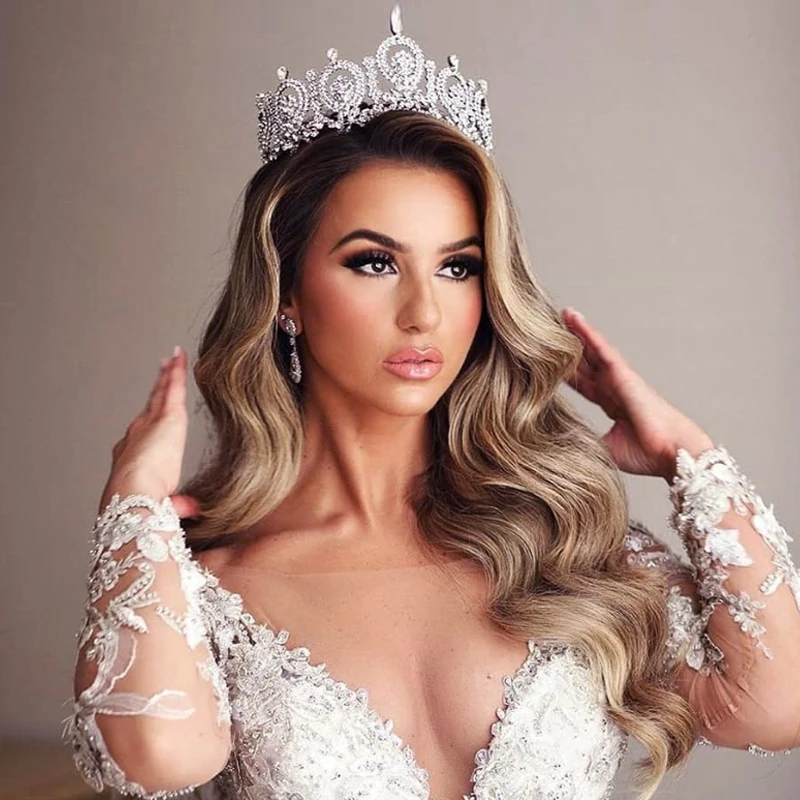 Luxury bridal hair accessories ladies wedding tiaras and crowns stage awards queen crown headwear