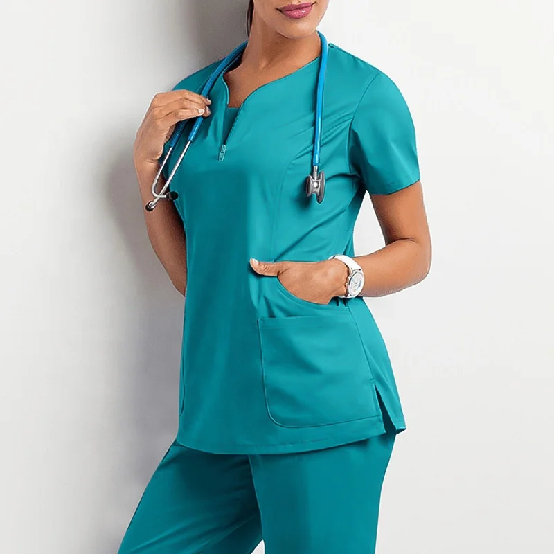 Wholesale 2024 New Nursing Doctor Scrubs Dentistry Pet Hospital 2Piece Jogger Spandex Female Medical Custom Scrubs Uniforms Sets