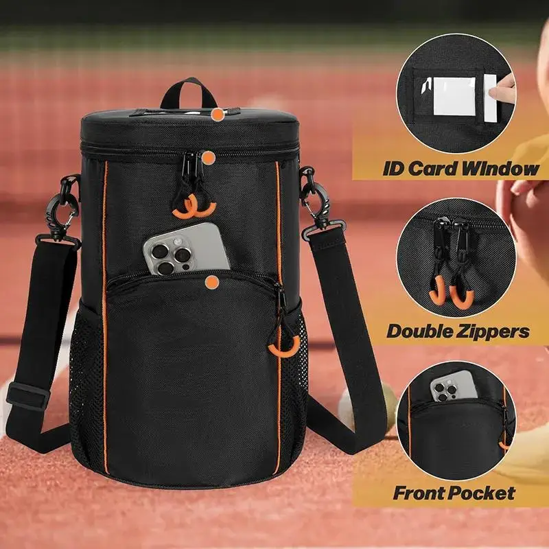Multiple Pockets and Portable Shoulder Strap Baseball & Lacrosse Ball Bag Tennis Ball Bag with Sturdy Bottom
