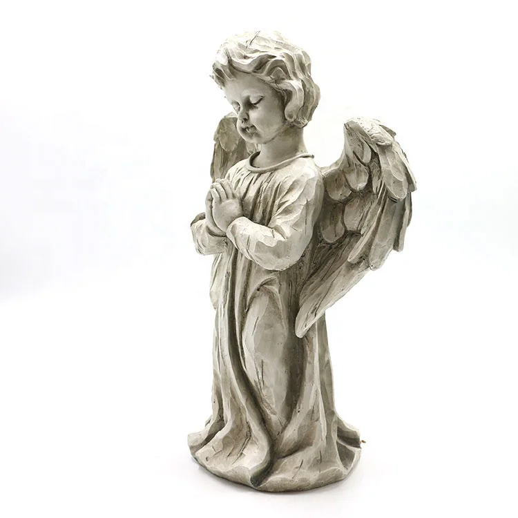 China factory polyresin praying boy garden angels statues, resin decor praying angel garden statue&