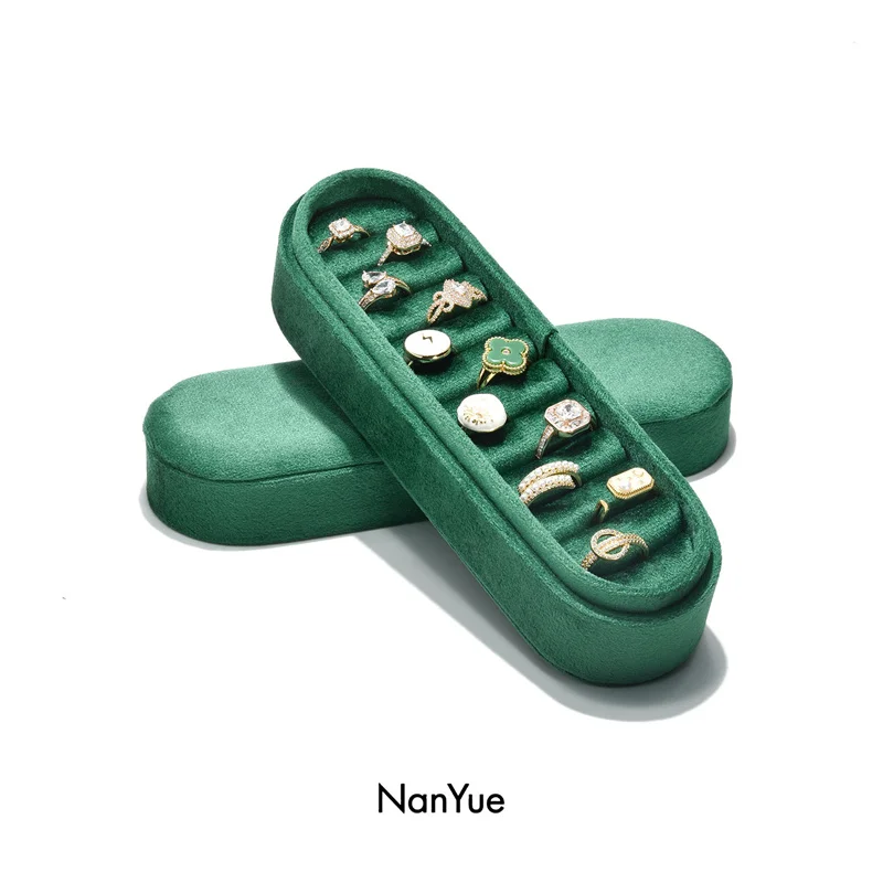 Velvet Jewelry Box Portable Ring Tray Jewelers Workbench Anti-oxidation Ring Organizer High Quality Packaging Display Case