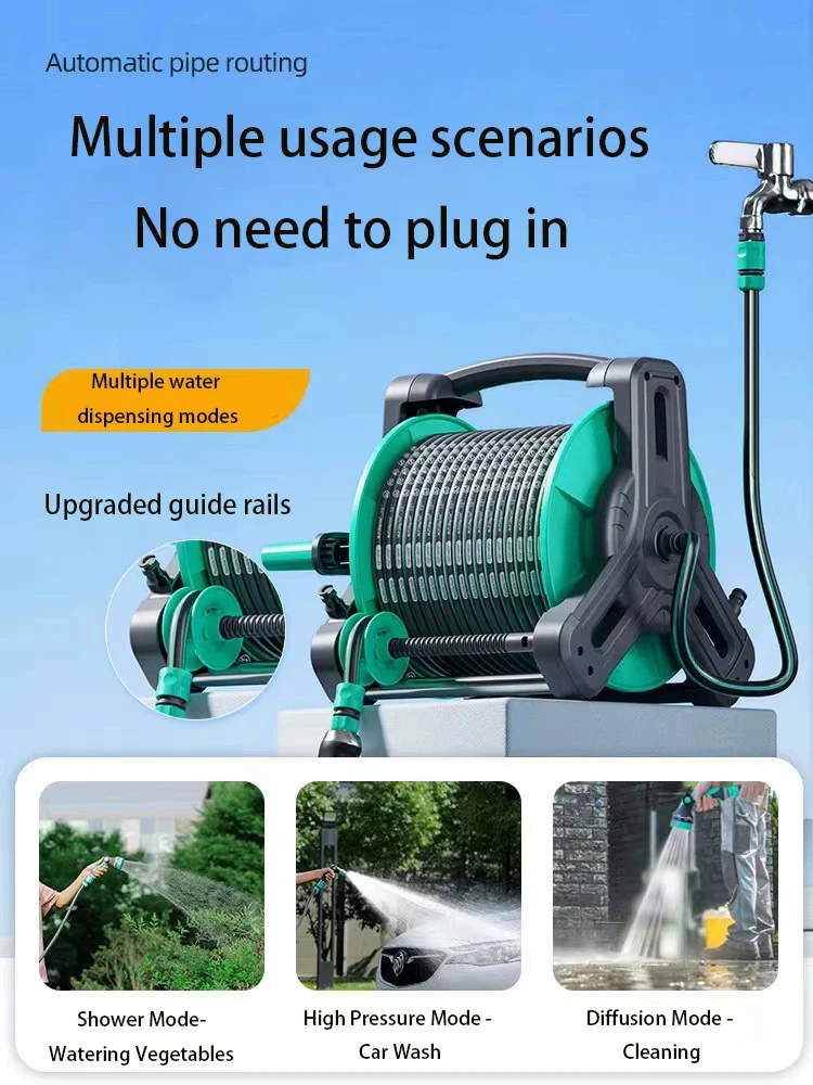 Factory Heavy Duty 40 Meter PVC & Plastic Irrigation Garden Water Hose Reel Cart High Quality Flexible 15m/20m Length Cleaning