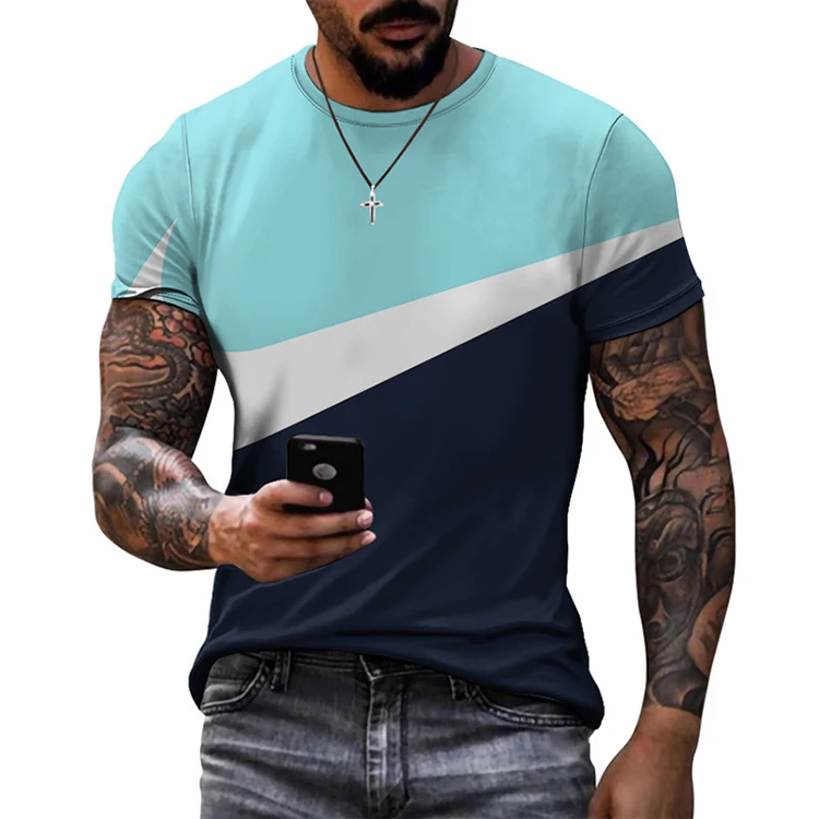summer block t-shirt printed short-sleeve turkish wholesale clothes Polyester T-shirt turkish wholesale clothes
