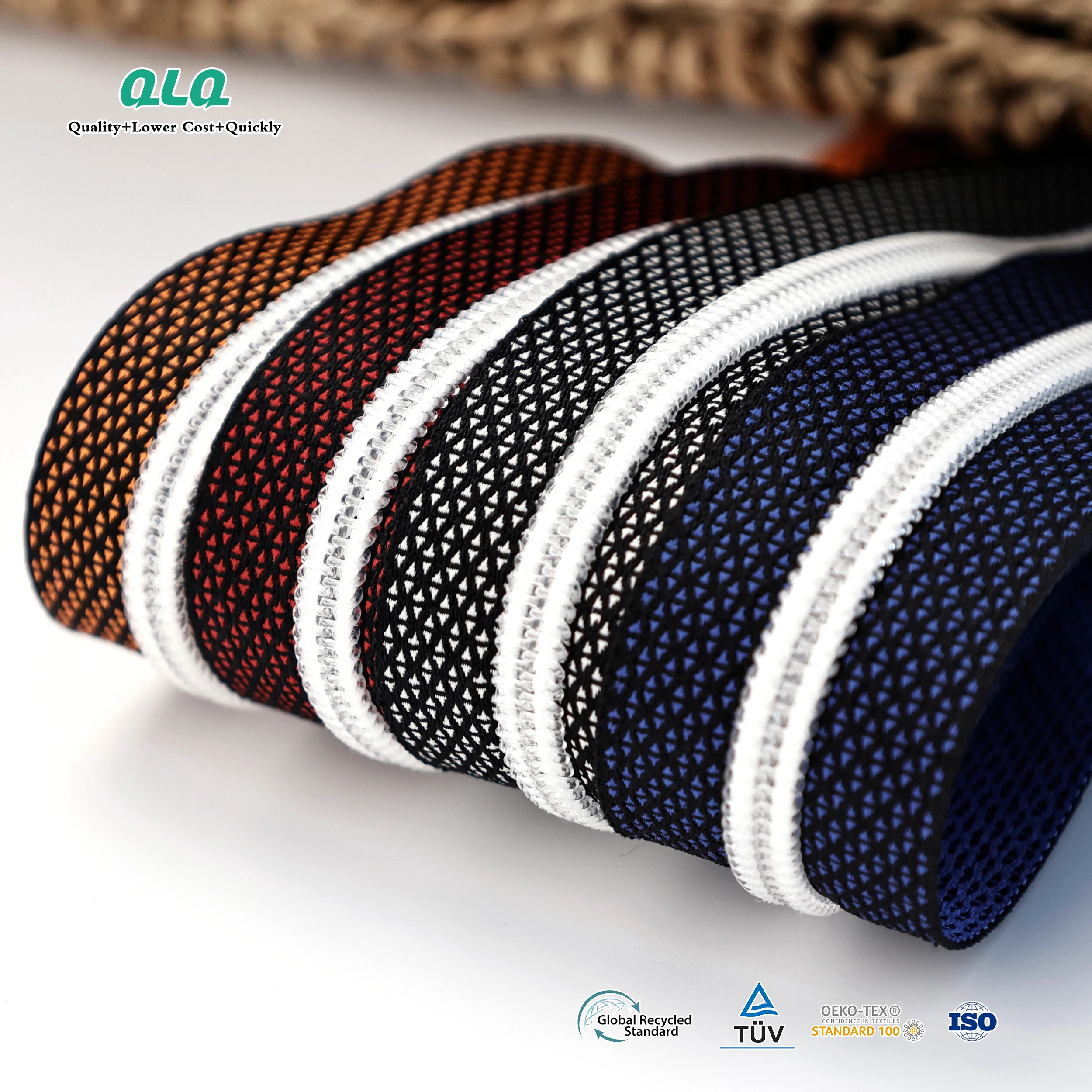 QLQ Continuous Cfc Brass Rainbow Colored Hidden Tape Yard Stripe Tapes Rolls Long Chain 5 Zippers By The Yard Nylon Zipper Roll