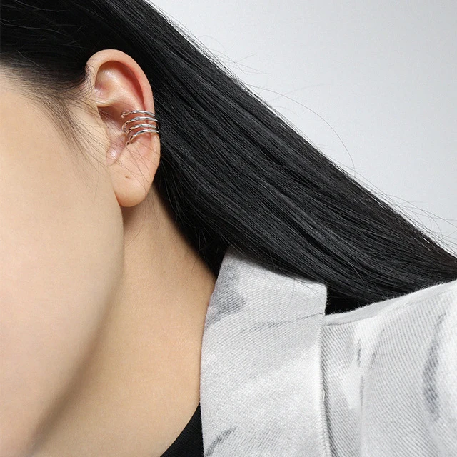 VIANRLA new women ear cuff earrings ear cartilage clip on wrap muti-layer hoop earrings 925 sterling silver ear cuff