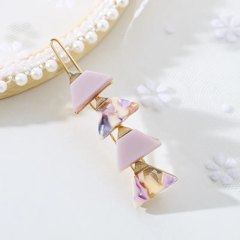 
Genya Trendy Side Clip Acetic Acid Hairpin Geometric Shape Fringe Hair Clip For Ladies 