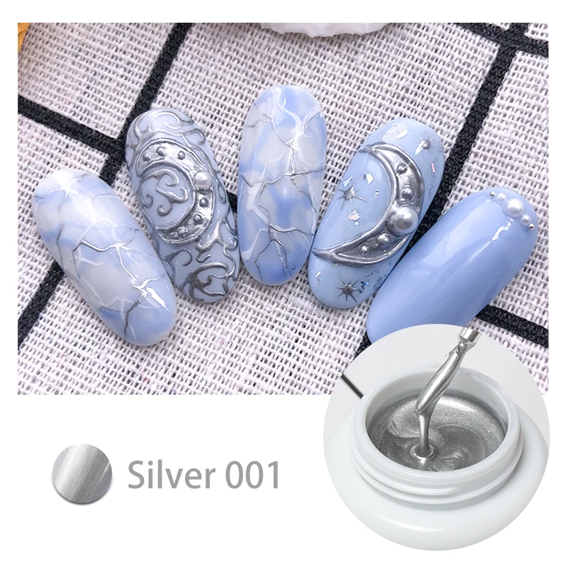 Professional Nail Art Metal Painting Gel 6 Colors Soak Off Uv Led Gel Nail Polish