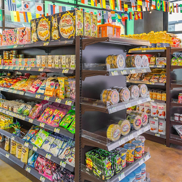 Оптовая продажа низкая цена современный дизайн металлические полки для продуктовых супермаркетов умные соков в супермаркетах