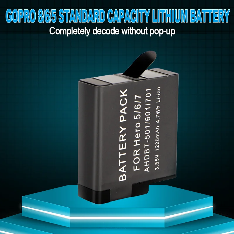 Kytuwy Camera accessories replace High Label capacity 1220mAh Baterias battery for gopro hero 7 6 5 Black