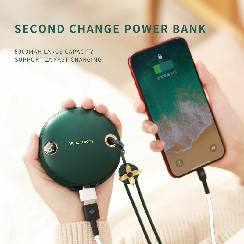 2022 New Winter Usb Rechargeable Cute Mini Portable Battery Pocket Hand Warmer Electric Reusable Power Bank Hand Warmer