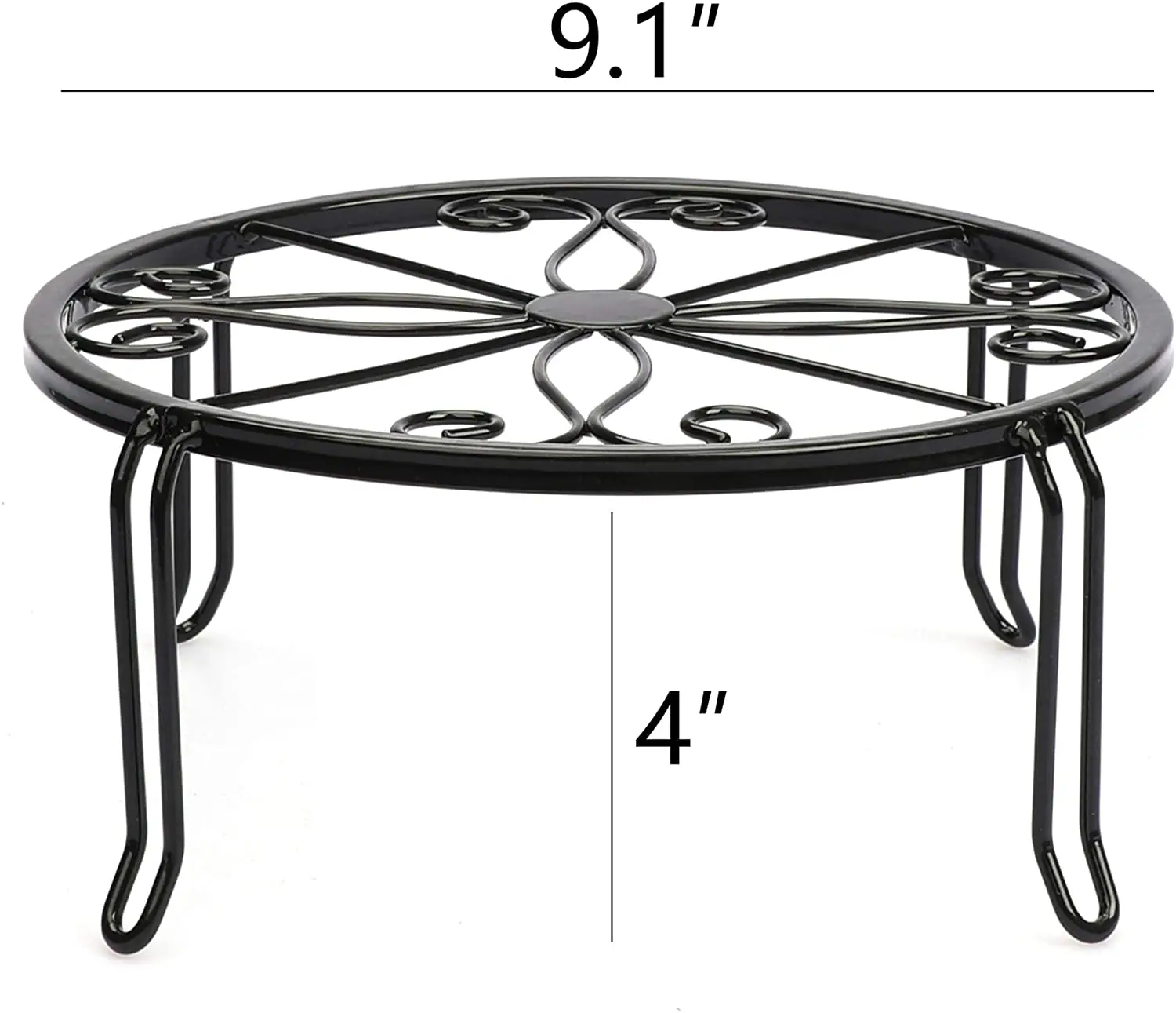 Black Metal Potted Plant Stands for Indoor and Outdoor Plants 9.1 inches Flower Pot Planter Holder Metal Rustproof Iron