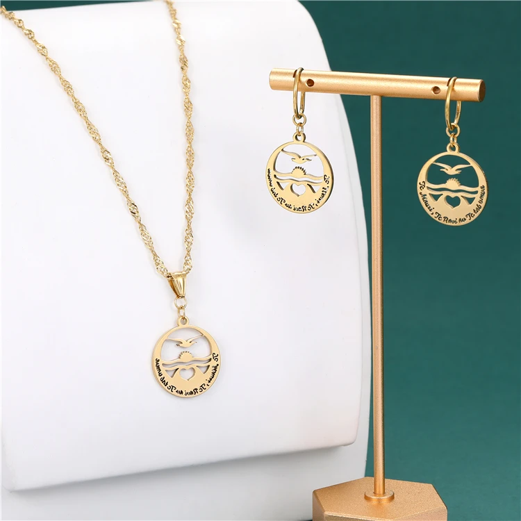 Guam Jewelry Stainless steel pendant 14k jewelry Custom necklace earring set Kiribati jewelry wholesale