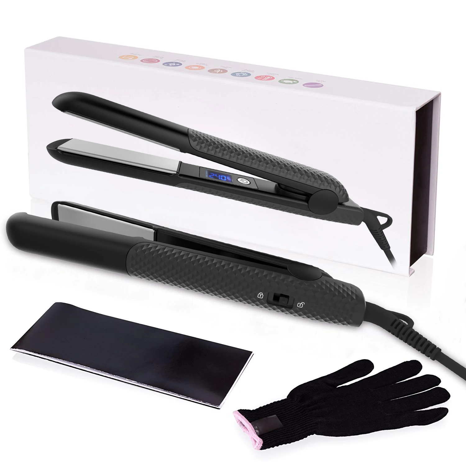 Professional Rubber Coating Hair Straightener Ceramic Plates Flat Iron Dual Voltage 2 in 1 Curler with Private Label