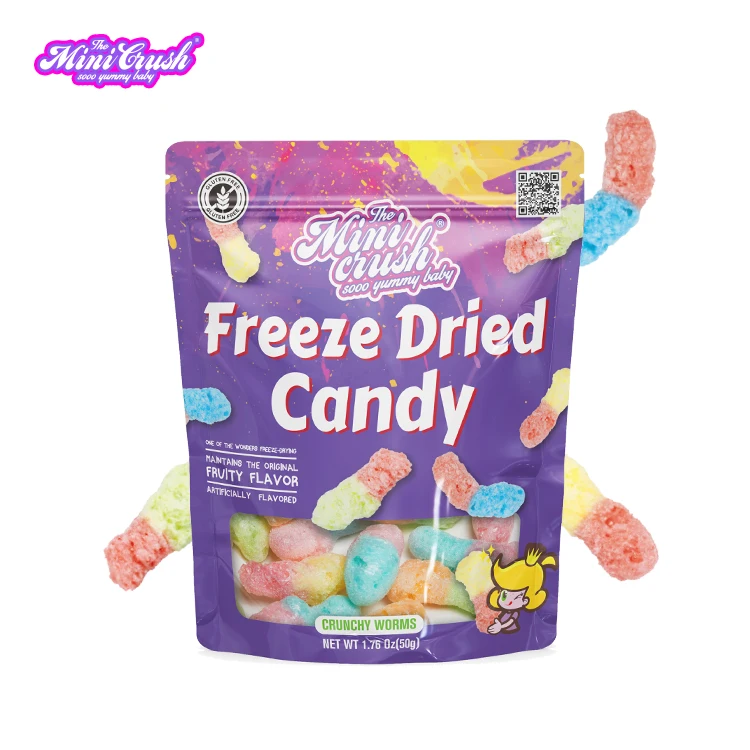 Crispy  Candies Freeze-Dried Sour Gummy Worms Sweet and Sour Confectionery