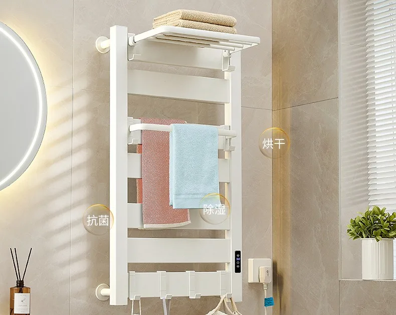 Wholesale No Holes Carbon Fiber Electric Heating Drying Rack Aluminium Warmer New Bathroom Radiator Heated Towel Rail