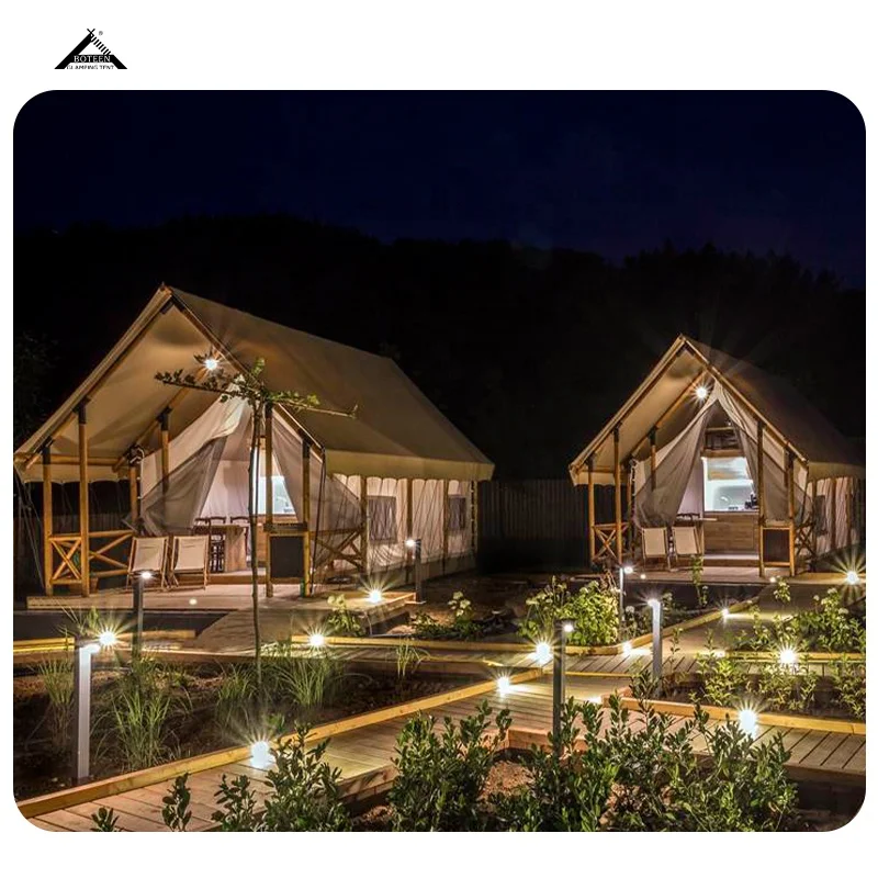BOTEEN Luxury Lodge Tents Large Glamping Luxury Family Safari Hotel Lodge House Tent For Camping with Bathroom and Bed