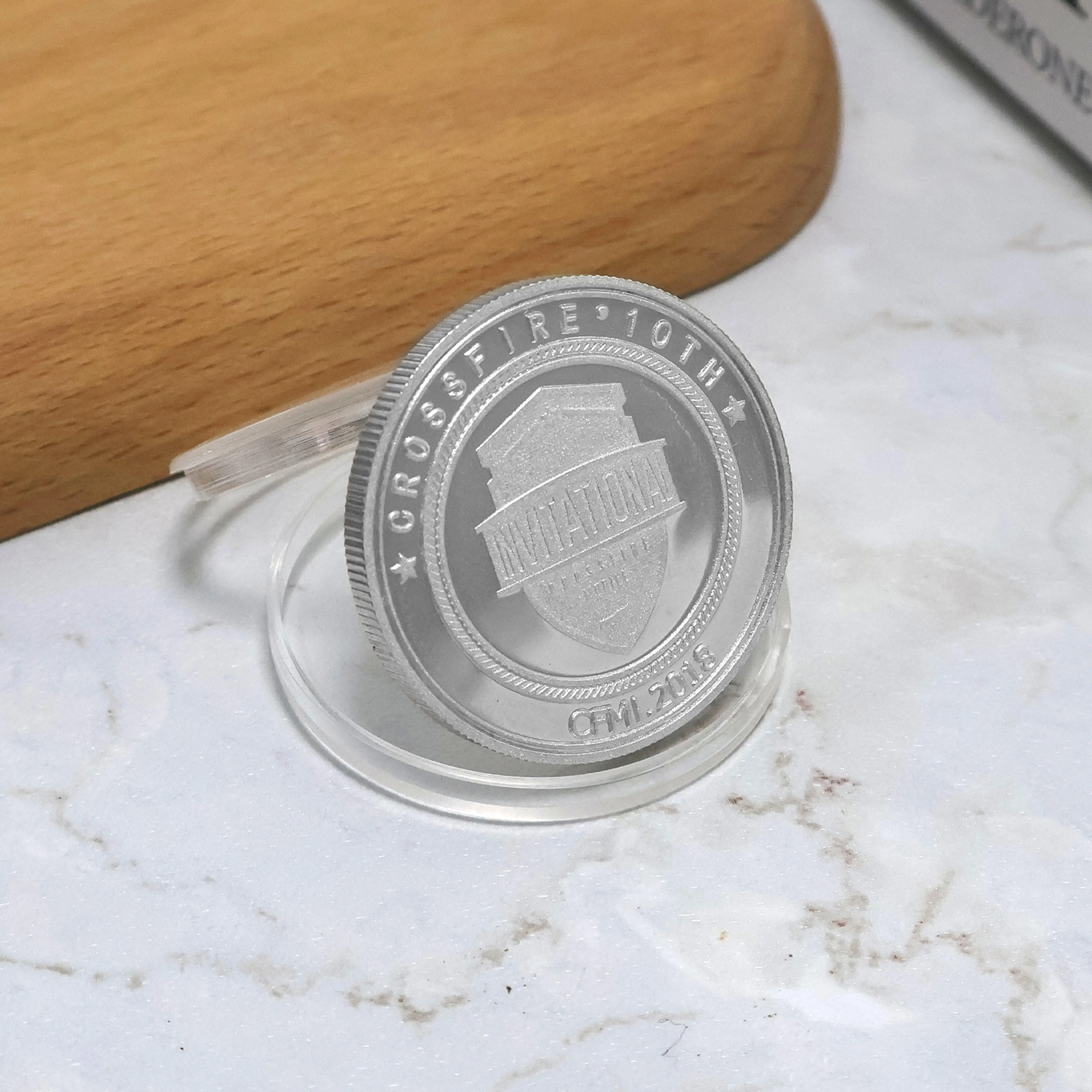 wholesale custom 1oz 999 Fine Silver double side embossed Metal Commemorative Maya Mexican Coin with arylic case