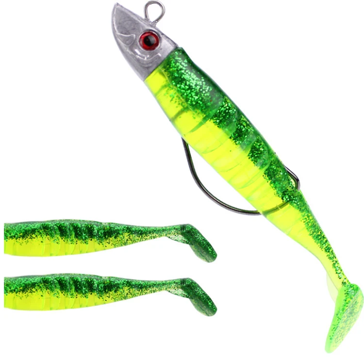 Soft Plastic Bait Fishing Lure Head with Spare Body Paddle Fishing Jig Head Tackle Set