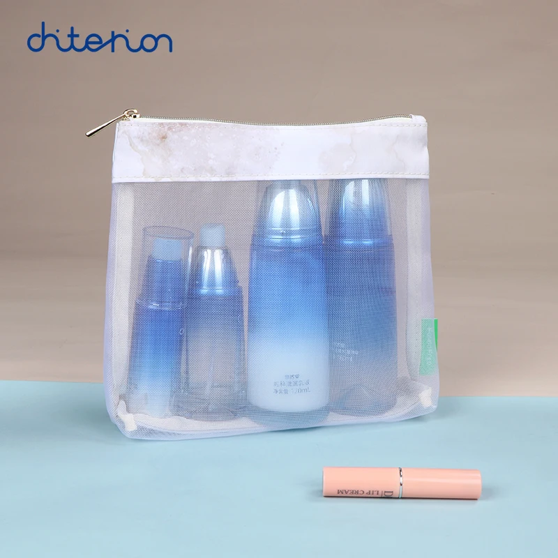 Customized durable black mesh bags makeup bags cosmetic travel storage bags pencil case mesh zipper pouch fashion picture