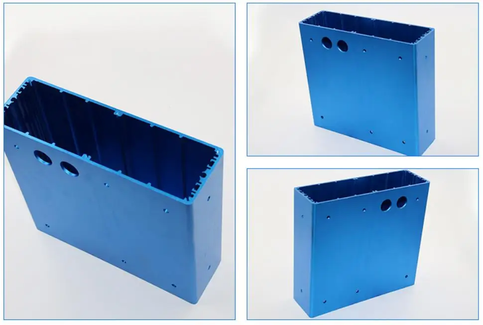 blue aluminum anodized battery box aluminium section brushed brass housing rectangular