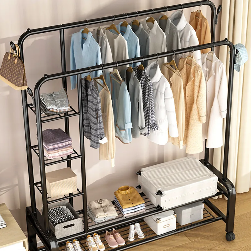 New Arrival Metal multifunction Double black white Clothes Drying Rack Durable Clothes Rack Hanger Drying For Sale