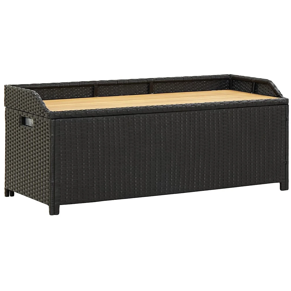 Patio Storage Bench Chair Outdoor Wicker Deck Box PE Rattan Patio Furniture with All-Weather Resistance Durable Material