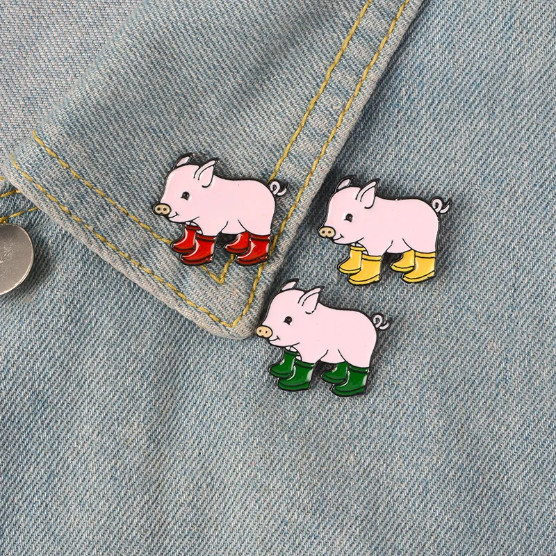 Pink pig enamel pins fashion jewelry brooches bulk hard lapel broches clothes cjewelers hamburger tshirt funny cheap small badge