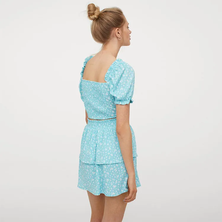 Мини-юбка в Корейском стиле с широким воланом на талии