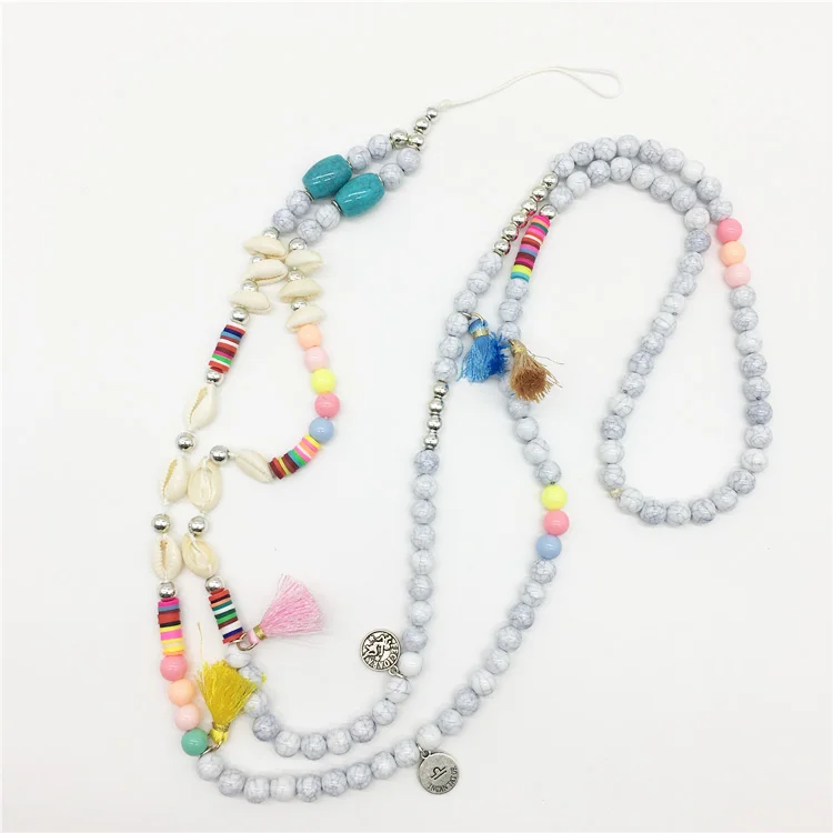 126CM beaded mobile phone chains beads accessories straps for mobile/ glasses/necklace/bracelet Long Beaded Phone Lanyard
