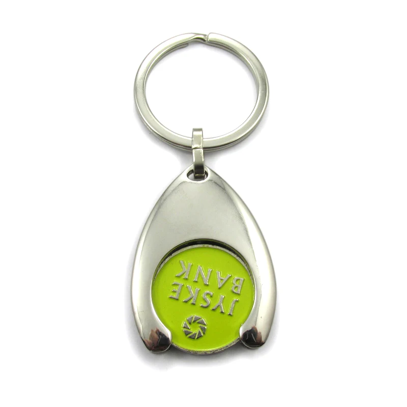 hot sale custom logo trolley token insert coin key chain metal shopping supermarket cart trolley coin holder keychain for gift