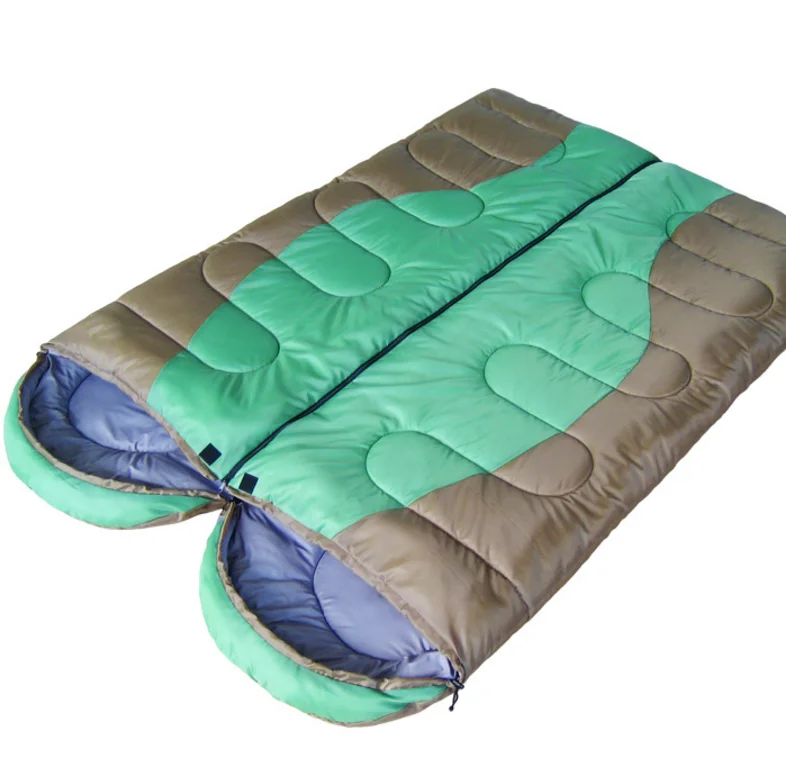 sleeping bag outdoor camping two color patchwork double mummy sleeping bag