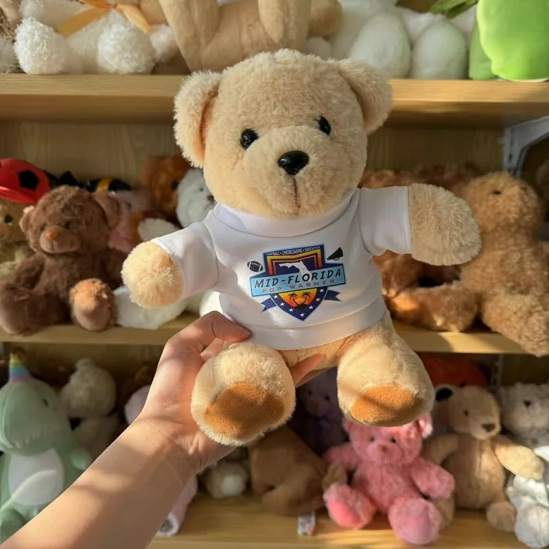 CPC Customize Stuffed Animal plush Bear with T-Shirts  Sublimation 22cm  Teddy Bears with  Logo Shirts   Plush gifts