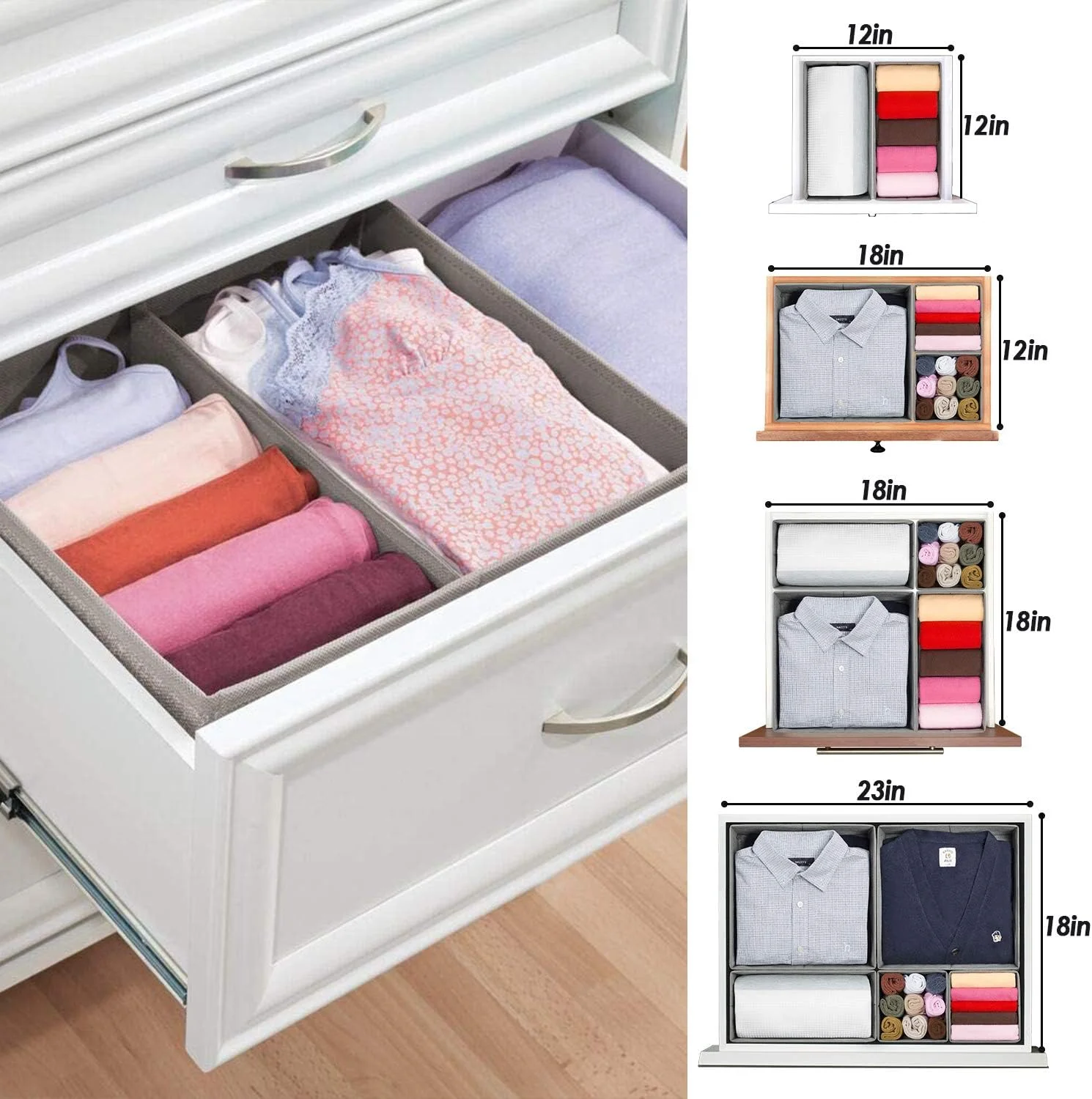6-Piece Folding Non-Woven Linen Storage Box  Material for Wardrobe Travel Underwear Socks Clothing Shoes Tools