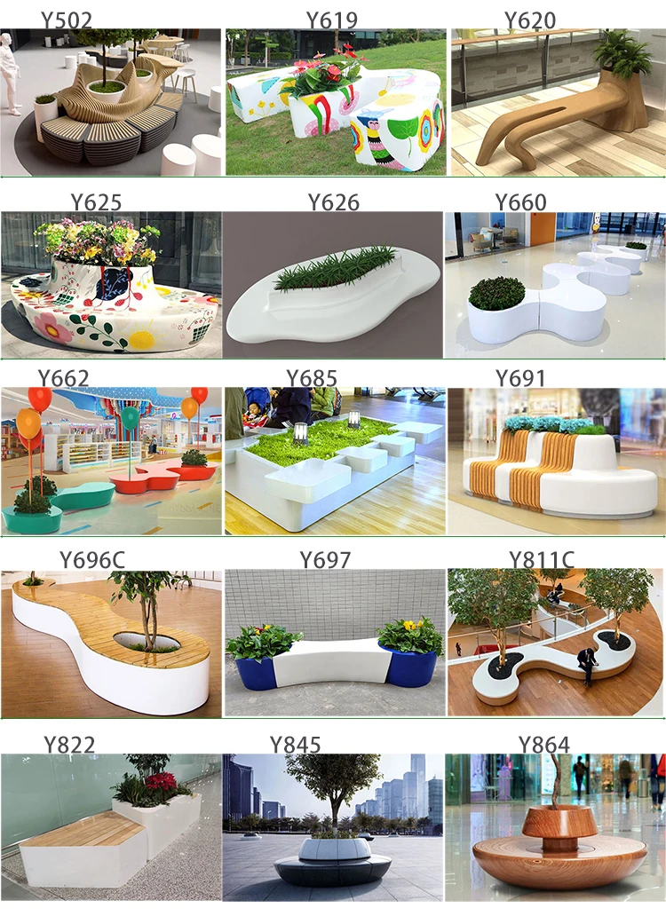 Y691 Modern flowerpot round seating big chair customized outdoor furniture sofa garden set outdoor bench waiting chair